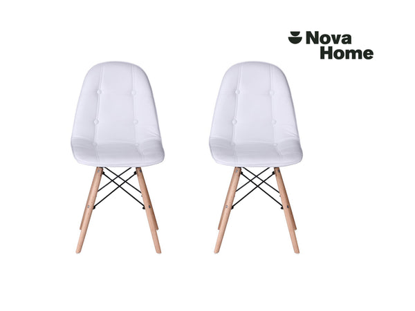 Set 2 Sillas Eames Modernas Vinipiel Capitonada Nova Home