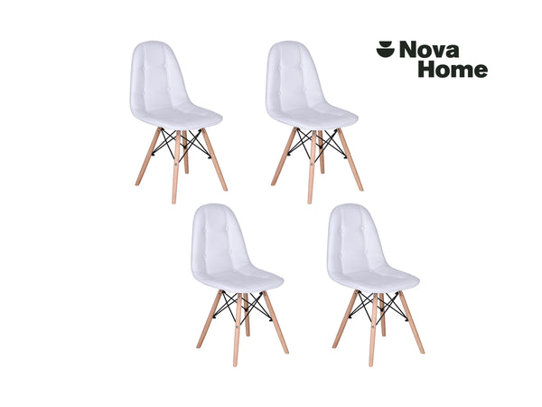 Set 4 Sillas Eames Vinipiel Capitonada Comedor Nova Home